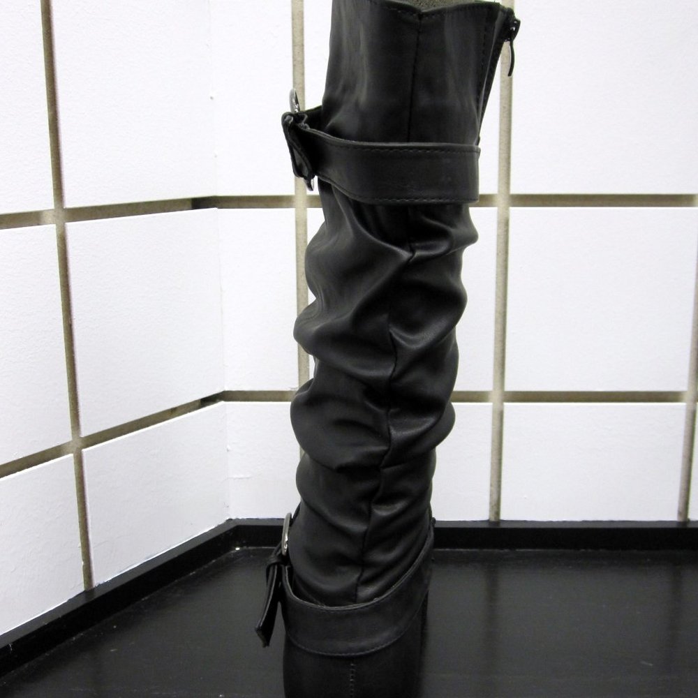 NEW WOMEN CASUAL COMFORT SLOUCH 2 BUCKLE BOOT-BLK - Picture 5 of 5